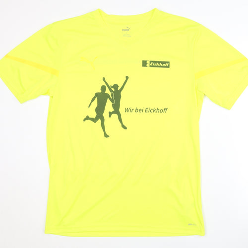 Puma Men's Yellow T-Shirt, Size L - Sporty & Stylish