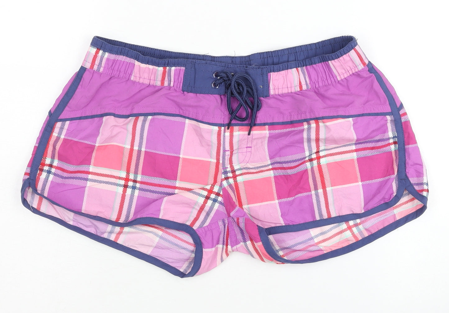 Okay Women's Purple Plaid Athletic Shorts S