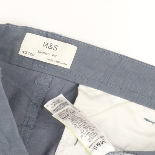 Marks & Spencer Blue Skinny Fit Chino Trousers - 40