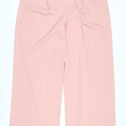 Marks and Spencer Women's Pink Wide-Leg Trousers - Size 16