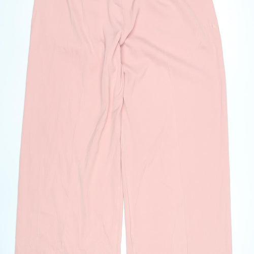 Marks and Spencer Women's Pink Wide-Leg Trousers - Size 16