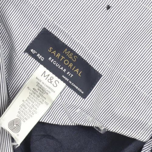 Marks and Spencer Men's Blue Trousers, Size 40, Formal Wear