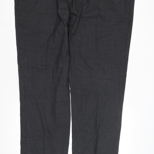 Marks and Spencer Men's Black Trousers, 44L, Regular Fit