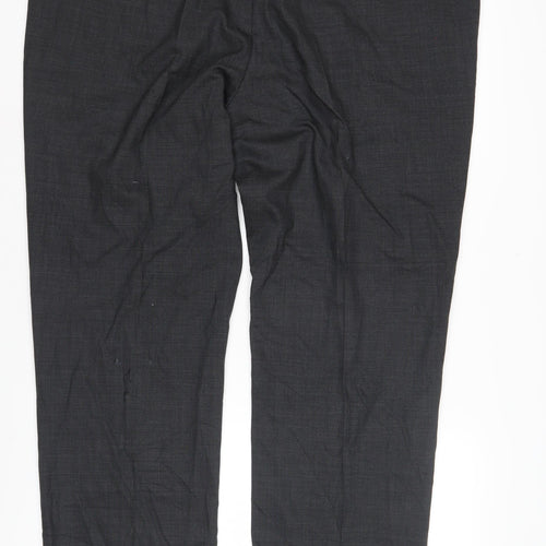 Marks and Spencer Men's Black Trousers, 44L, Regular Fit