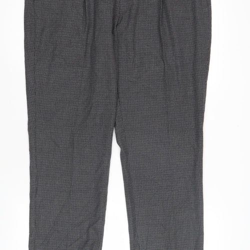 Marks & Spencer Men's Grey Check Trousers Size 36