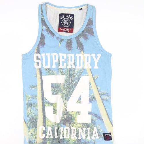 Superdry Men's Blue Graphic Print Sleeveless T-Shirt S
