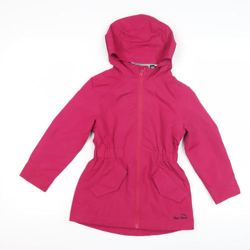 Peter Storm Girls Pink Parka Coat 5-6 Years Hooded Zipped Pockets