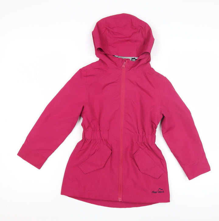 Peter Storm Girls Pink Parka Coat 5-6 Years Hooded Zipped Pockets