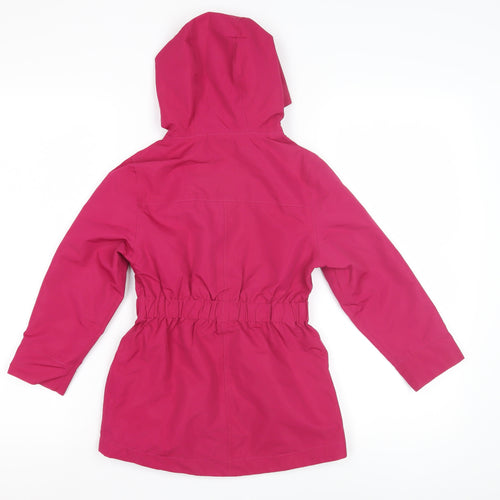 Peter Storm Girls Pink Parka Coat 5-6 Years Hooded Zipped Pockets