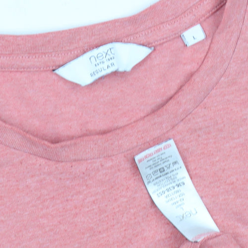 Next Men's Pink Crew Neck T-Shirt, Size L, Solid, New
