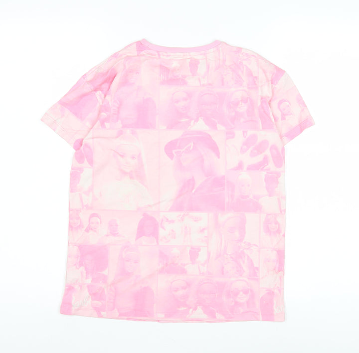 Barbie Girls Pink Graphic T-Shirt in M with Logo Accents