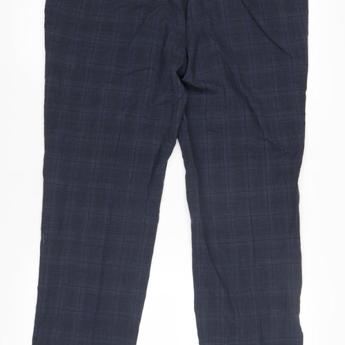 Marks and Spencer Men's Blue Check Trousers 36 in