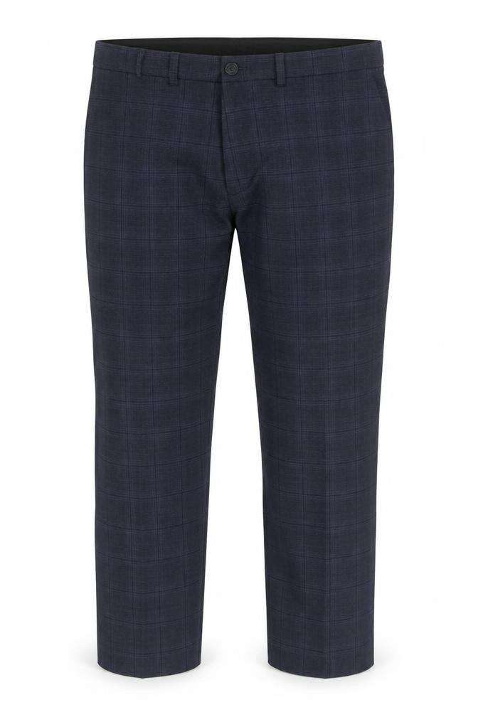 Front view of Marks & Spencer Men's Blue Check Trousers 36 in