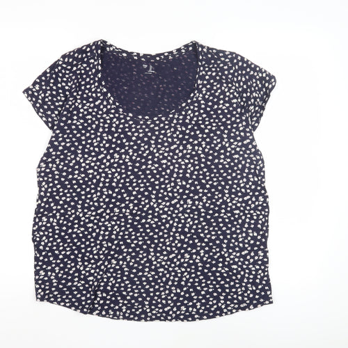 Gap Women's Blue Floral T-Shirt, Size L