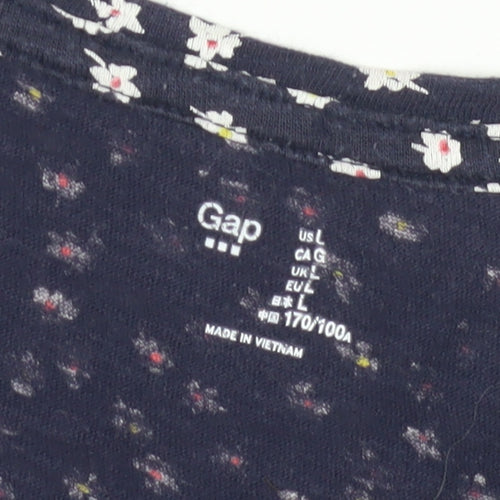 Gap Women's Blue Floral T-Shirt, Size L