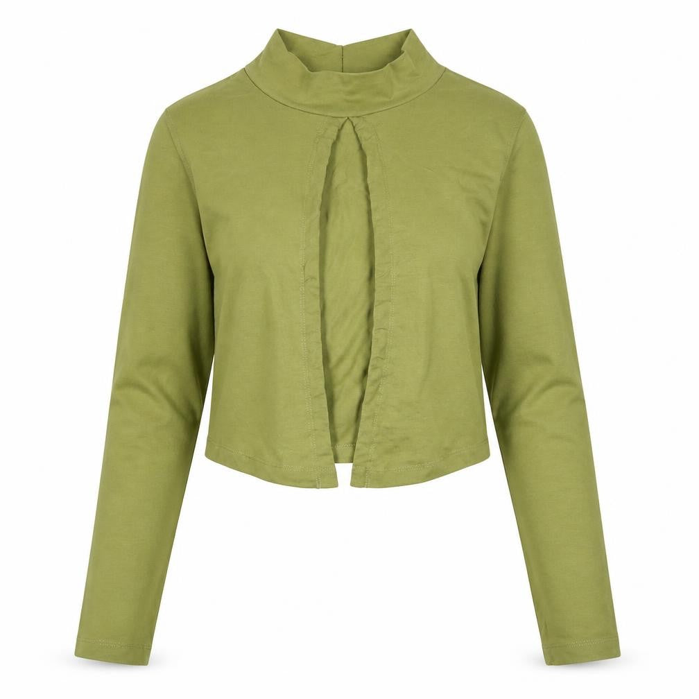 Front view of Boohoo Women's Green Cropped Blouse, size 10