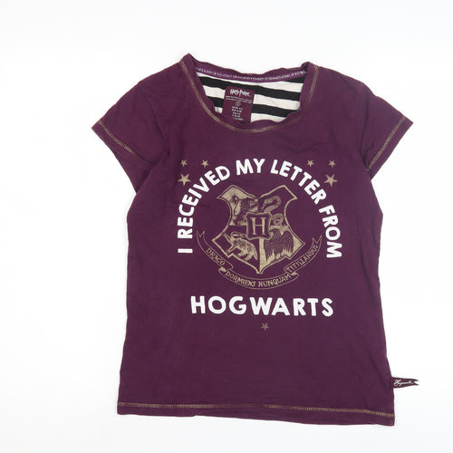 Harry Potter Womens Purple Hogwarts T-Shirt Size S