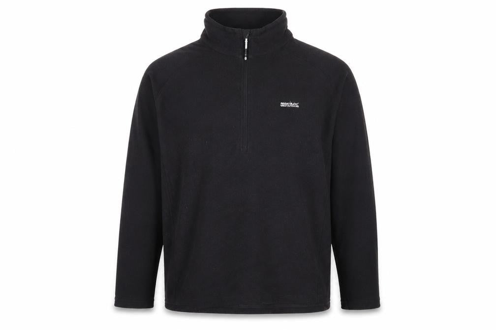 Front view of Regatta Men's Black 2XL Fleece 1/4 Zip Sweatshirt