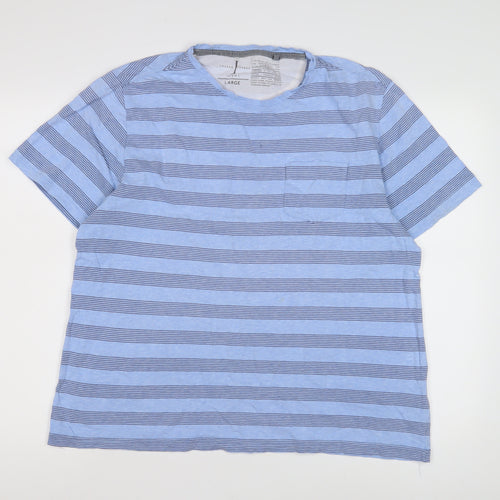 Jasper Conran Men's Blue Striped Crew Neck T-Shirt, Size L