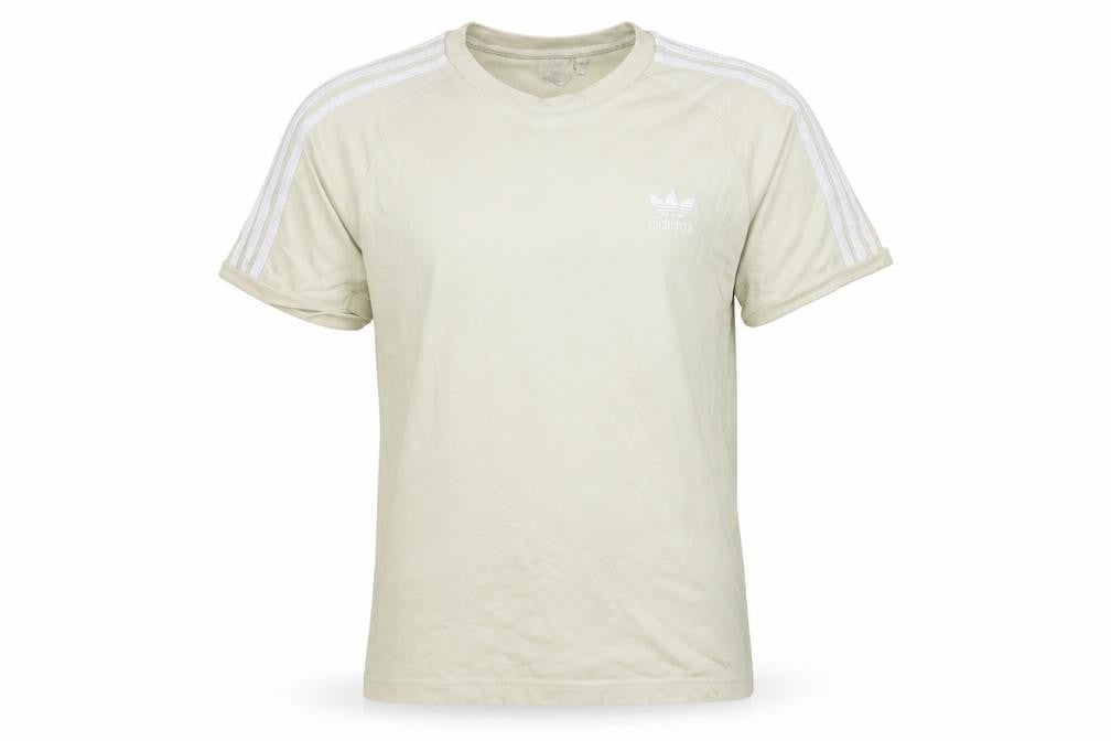 Front view of Adidas Men’s Beige Cotton Crew Neck T-Shirt M