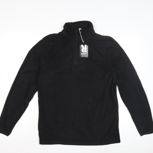 Roly Men's Black Henley Sweatshirt Size S