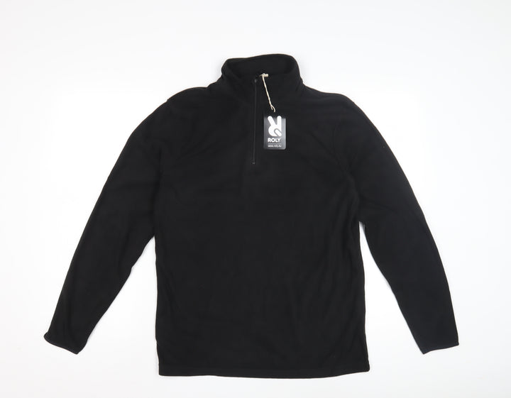Roly Men's Black Henley Sweatshirt Size S