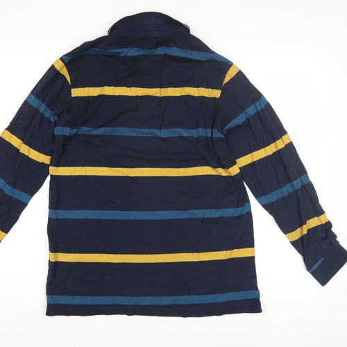 Tommy Pony Men's Blue Striped Long Sleeve Polo M