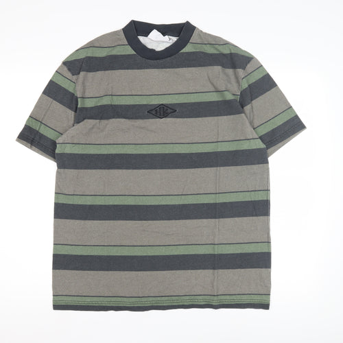 Han Kjobenhavn Men's Striped Grey Green T-Shirt S