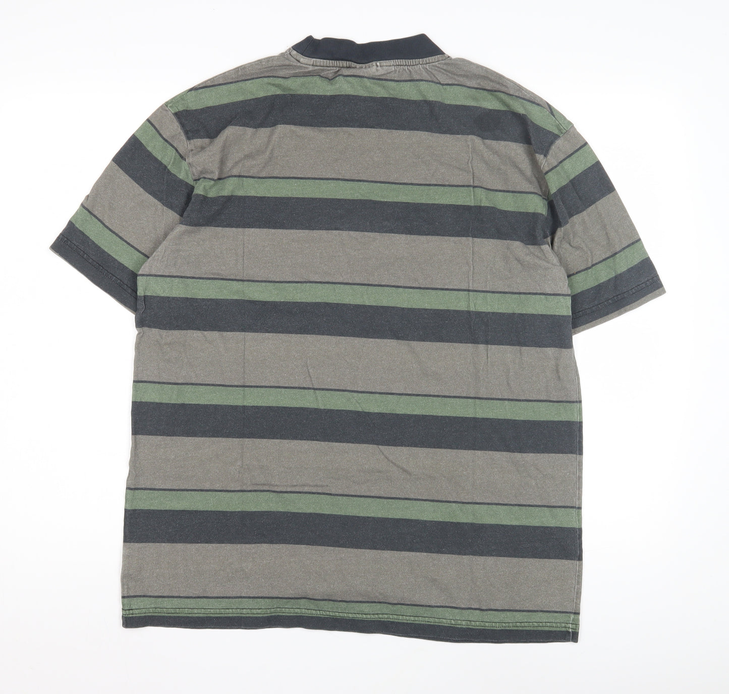 Han Kjobenhavn Men's Striped Grey Green T-Shirt S