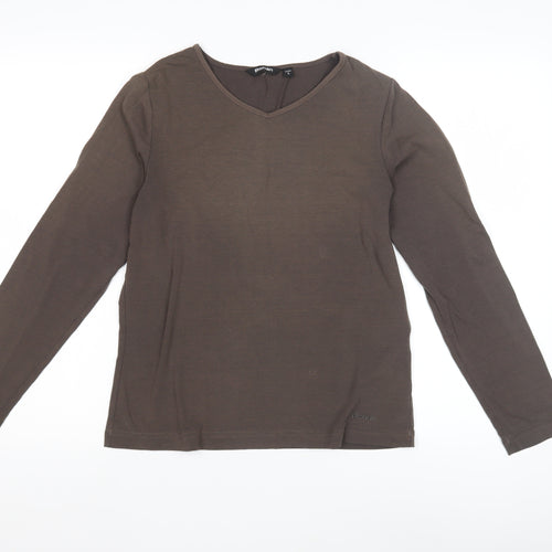 Rohan Women's Brown V-Neck Long Sleeve T-Shirt S