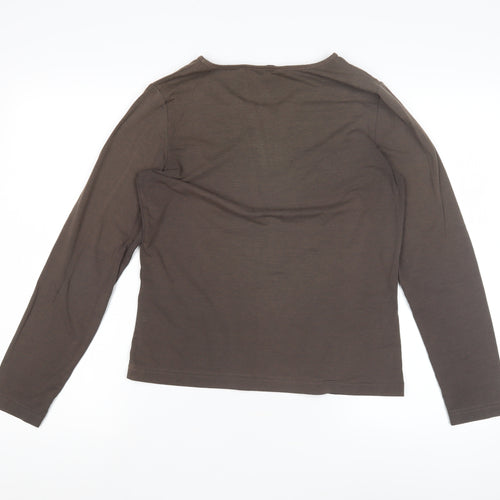 Rohan Women's Brown V-Neck Long Sleeve T-Shirt S