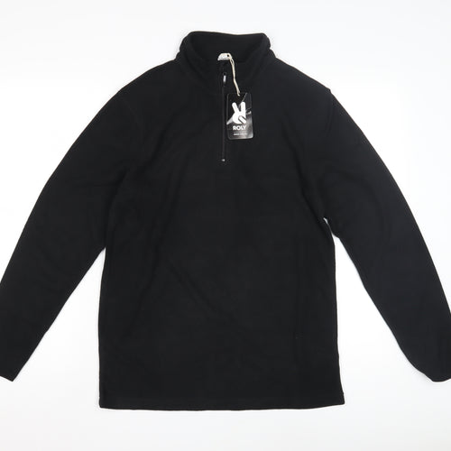 Roly Men's Black Fleece 1/4 Zip Sweatshirt, Size S