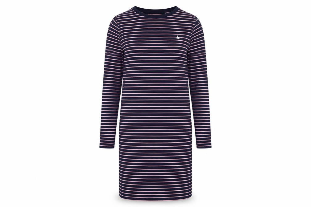 Jack Wills Women's Blue Striped T-Shirt Dress, Size 8