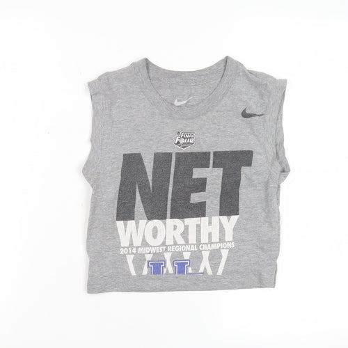 Nike Unisex Grey Sports T-Shirt, S, Crew Neck, Casual
