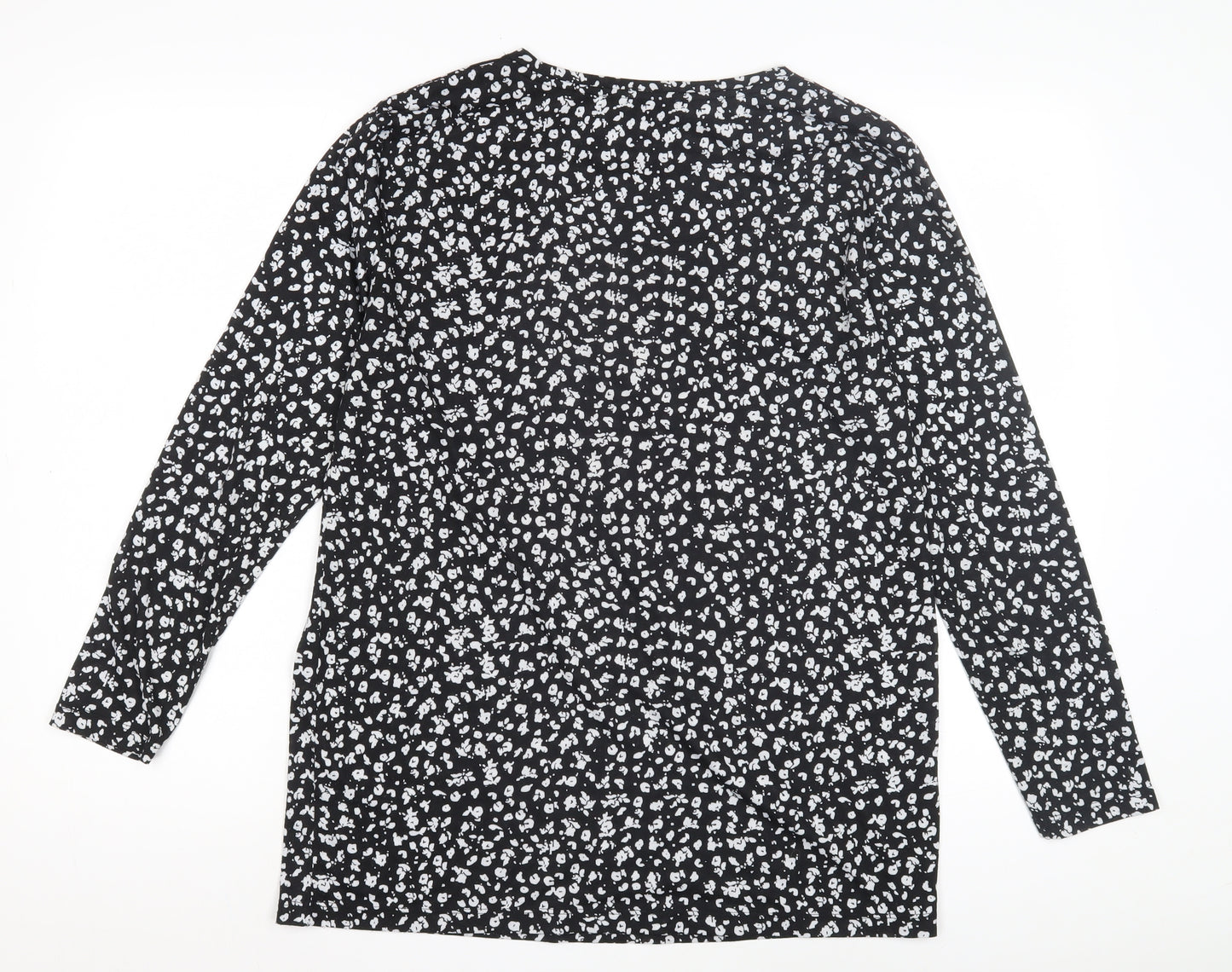 Marks and Spencer Women's Black Floral T-Shirt Size 12