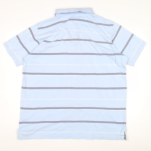 Vintage Men's Blue Striped Polo Shirt 2XL