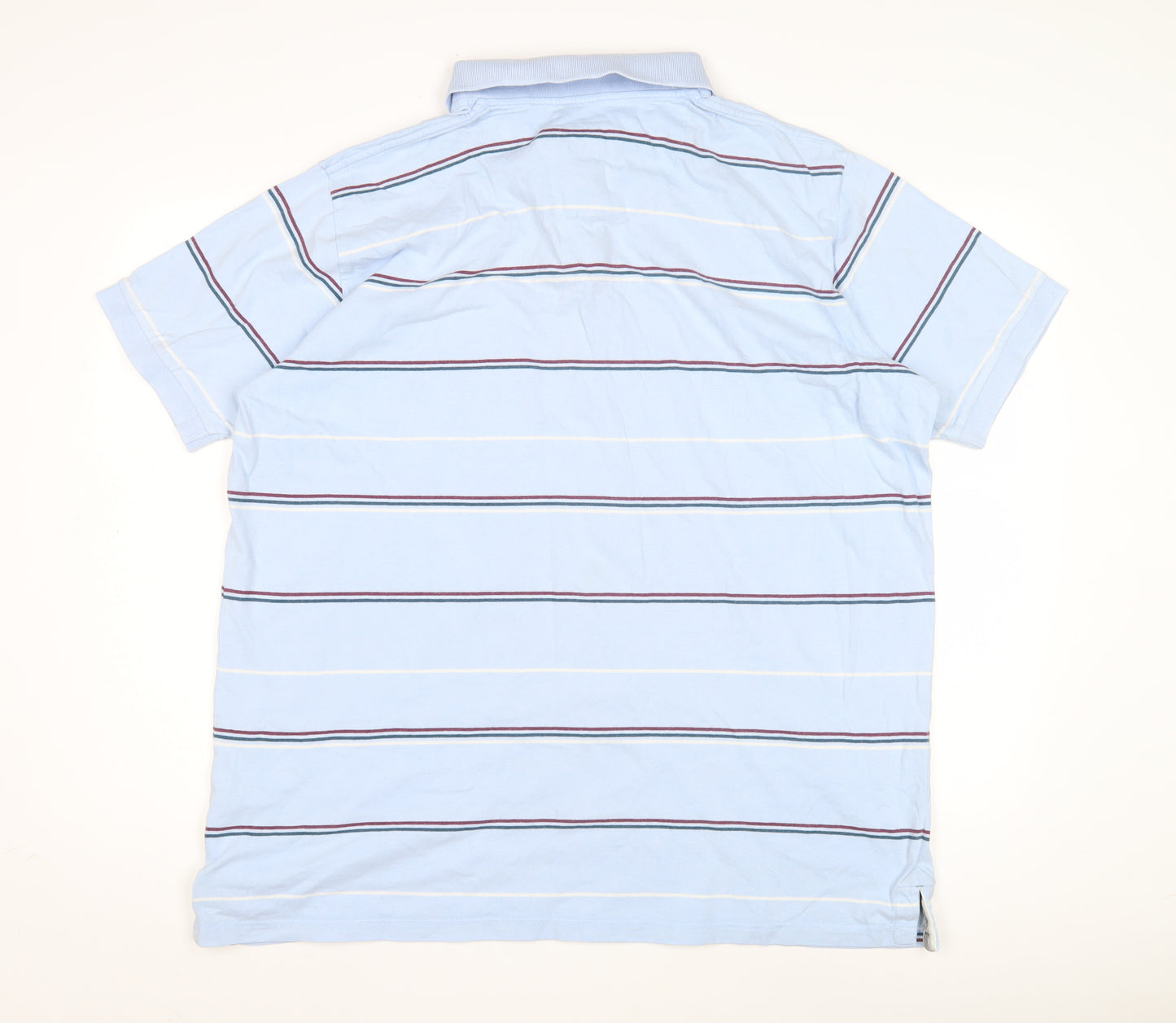 Vintage Men's Blue Striped Polo Shirt 2XL