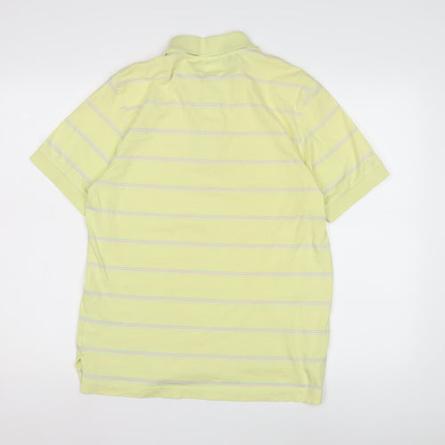 Adidas Men's Yellow Striped Polo Shirt - S