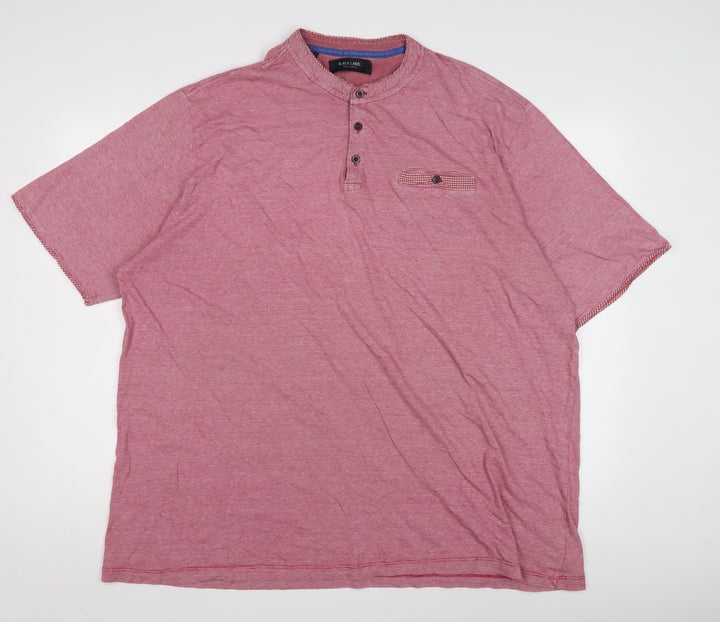 Black Label Men's Red 2XL Henley T-Shirt