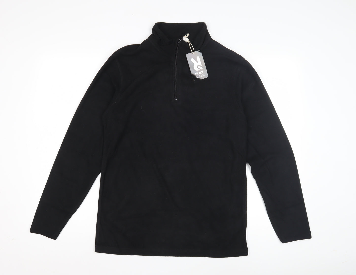 Roly Black Unisex Sweatshirt S 1/4 Zip Fleece