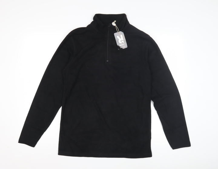 Roly Black Unisex Sweatshirt S 1/4 Zip Fleece