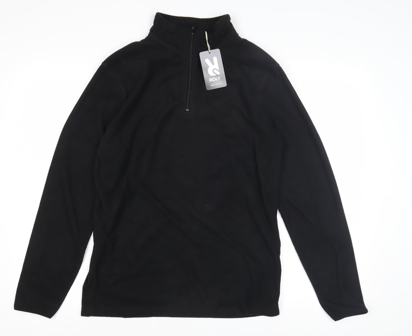 Roly Men's Black Fleece Pullover Sweatshirt S
