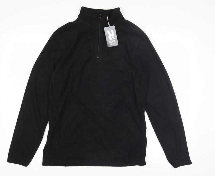 Roly Men's Black Fleece Pullover Sweatshirt S