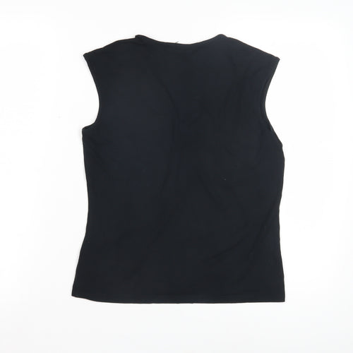 Marks & Spencer Women's Black Embroidered Tank - Size 12