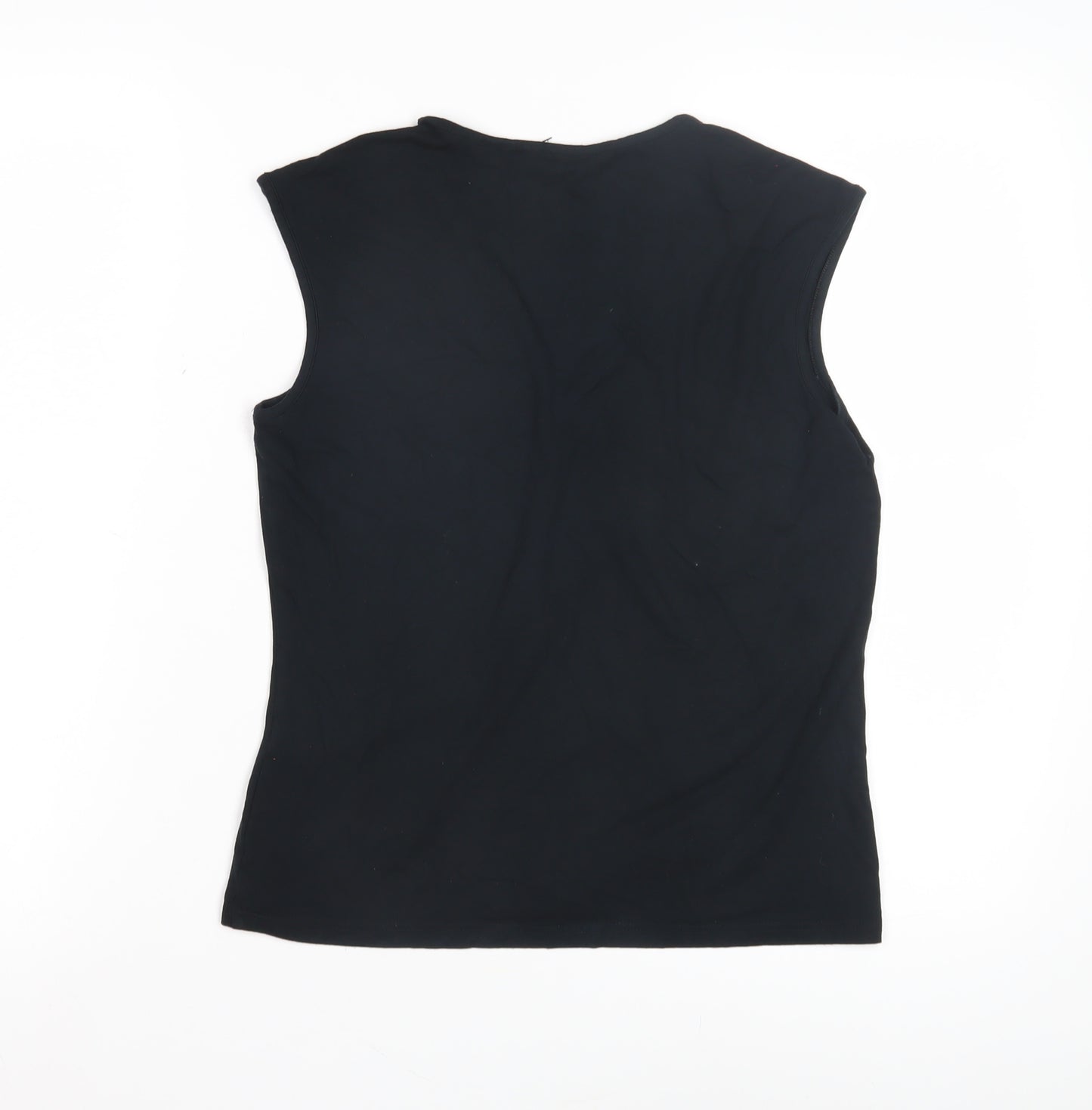 Marks & Spencer Women's Black Embroidered Tank - Size 12