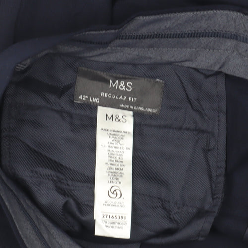 Marks and Spencer Men's Blue Dress Pants, Size 42