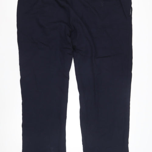 Marks and Spencer Men's Blue Dress Pants, XL, Wool Blend