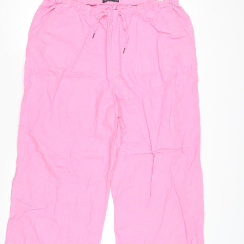 Marks and Spencer Women's Pink Wide-Leg Trousers, Size 18