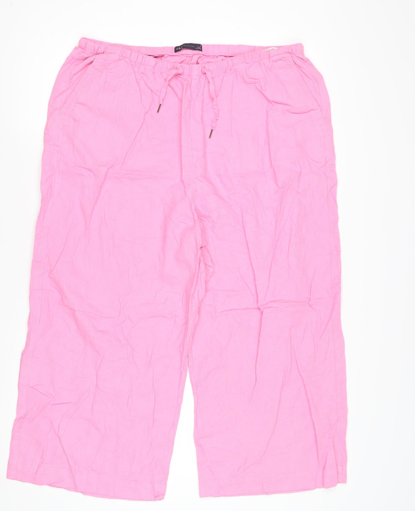 Marks and Spencer Women's Pink Wide-Leg Trousers, Size 18