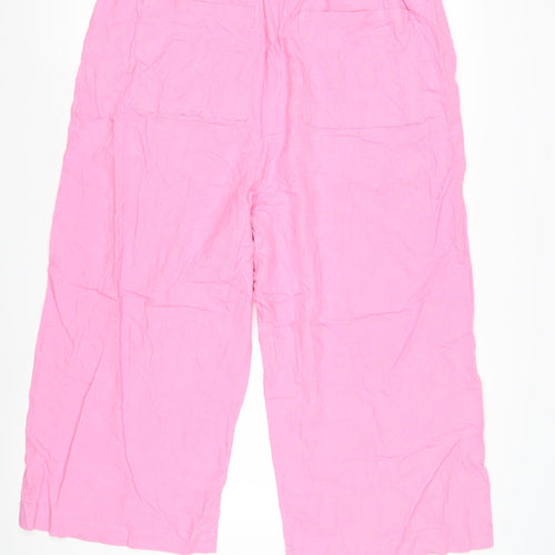 Marks and Spencer Women's Pink Wide-Leg Trousers, Size 18